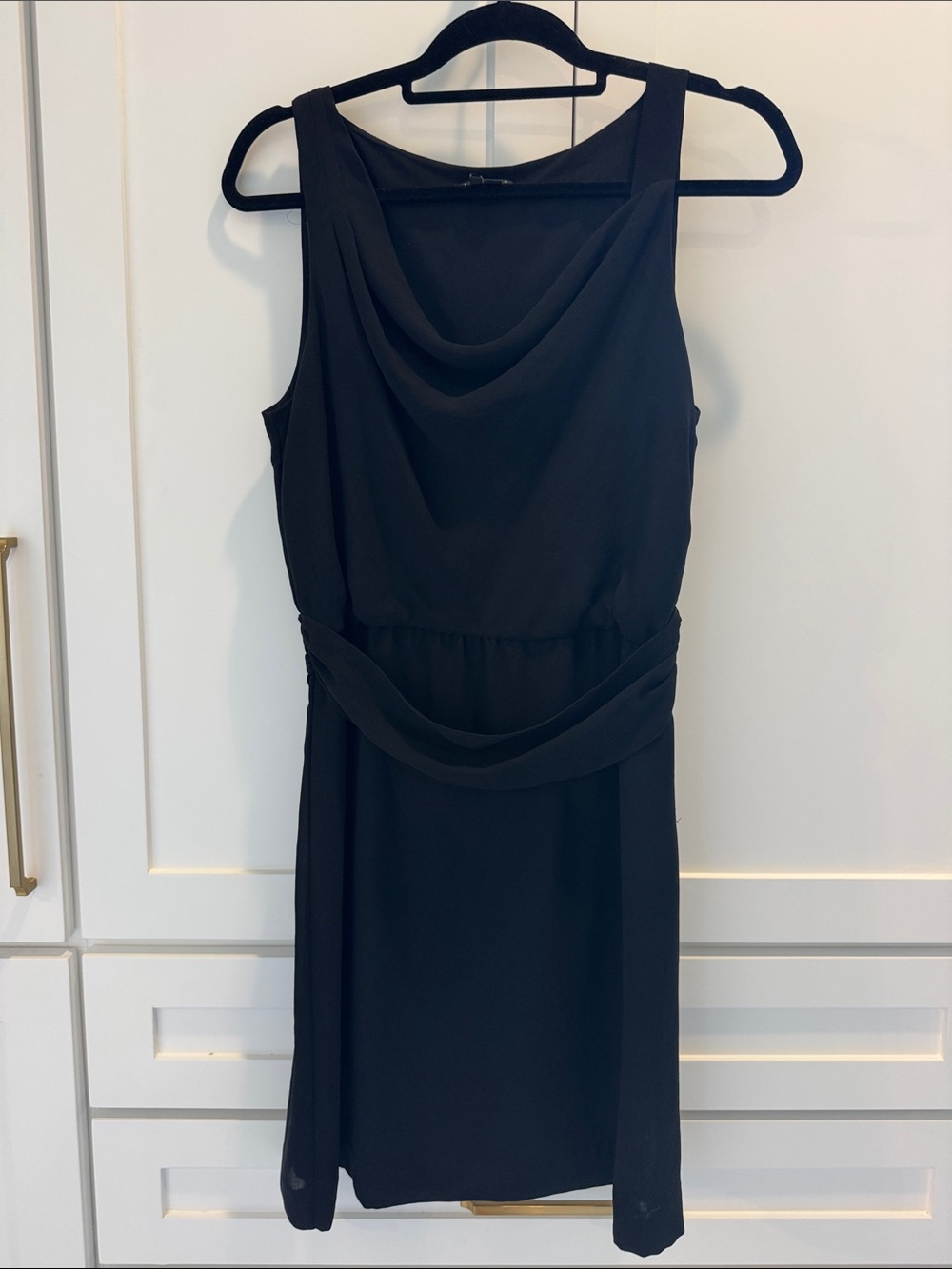 Theory Black Draped Midi Dress